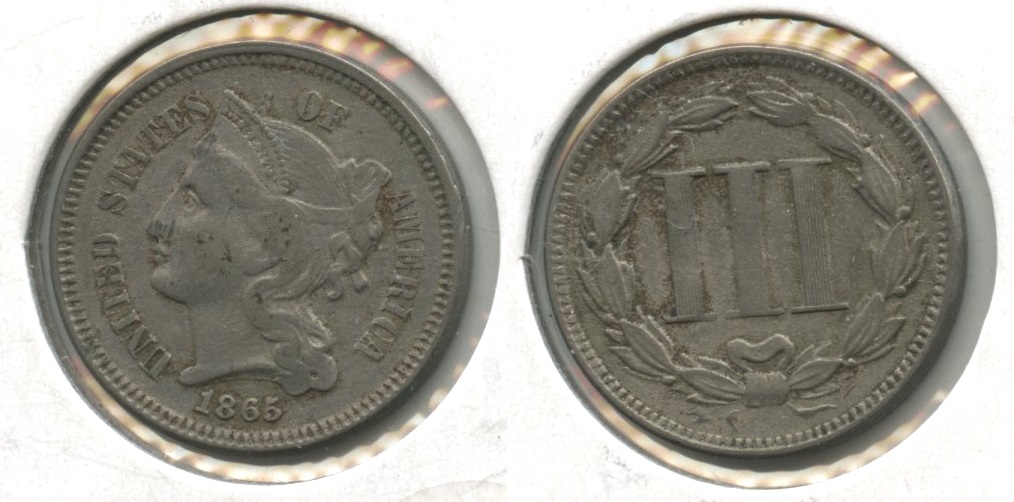 1865 Three Cent Nickel VF-20 #h