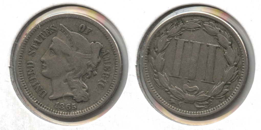 1865 Three Cent Nickel VG-8 #u