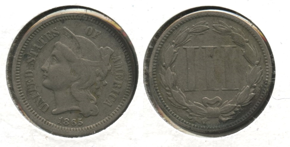 1865 Three Cent Nickel VG-8 #z