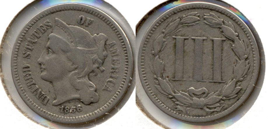 1866 Three Cent Nickel Fine-12 e