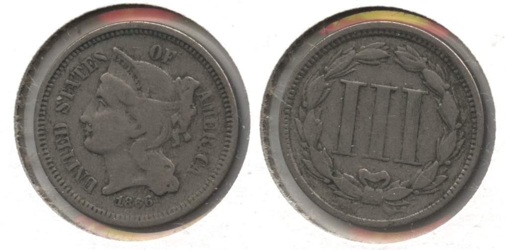 1866 Three Cent Nickel Fine-12 #k