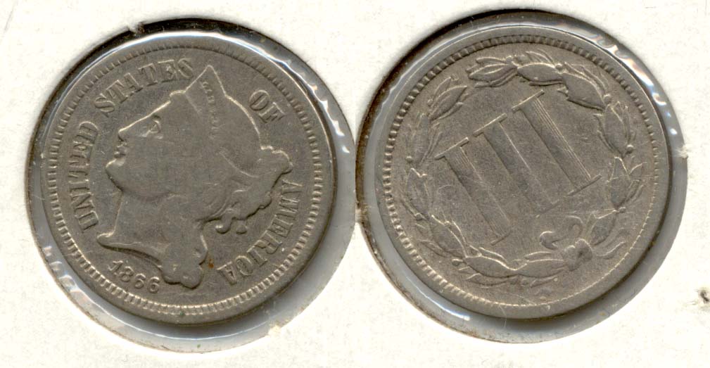 1866 Three Cent Nickel Good-4 c