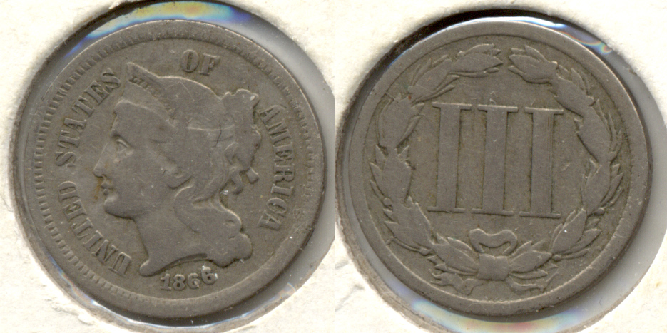 1866 Three Cent Nickel Good-4 d