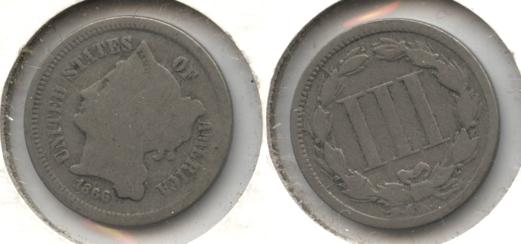1866 Three Cent Nickel Good-4 #e