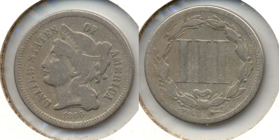 1866 Three Cent Nickel Good-6