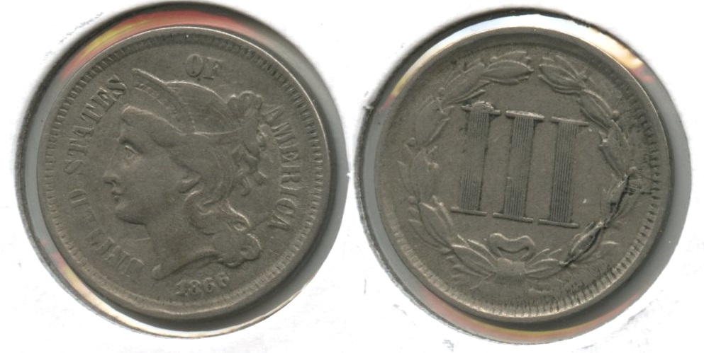 1866 Three Cent Nickel VF-20 #c