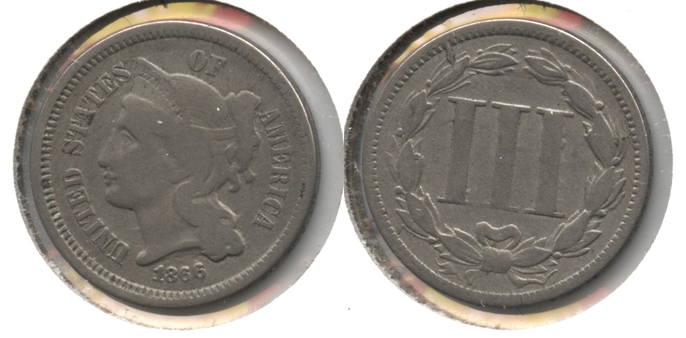 1866 Three Cent Nickel VG-8 c