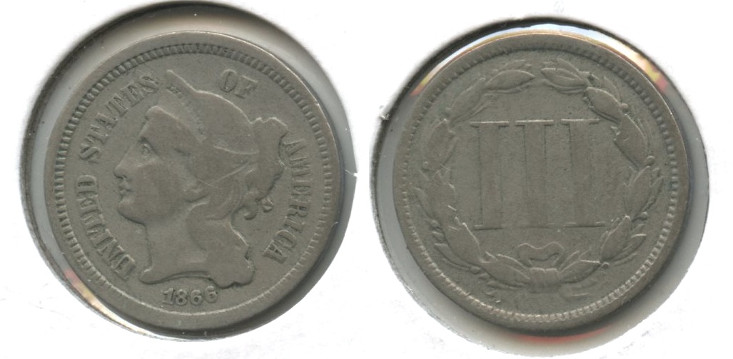 1866 Three Cent Nickel VG-8 #f