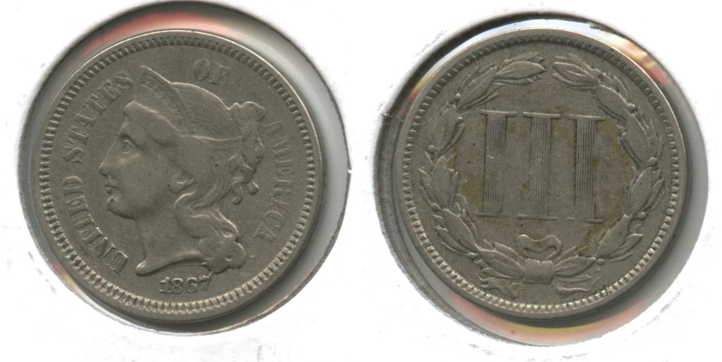 1867 Three Cent Nickel Fine-12 #i