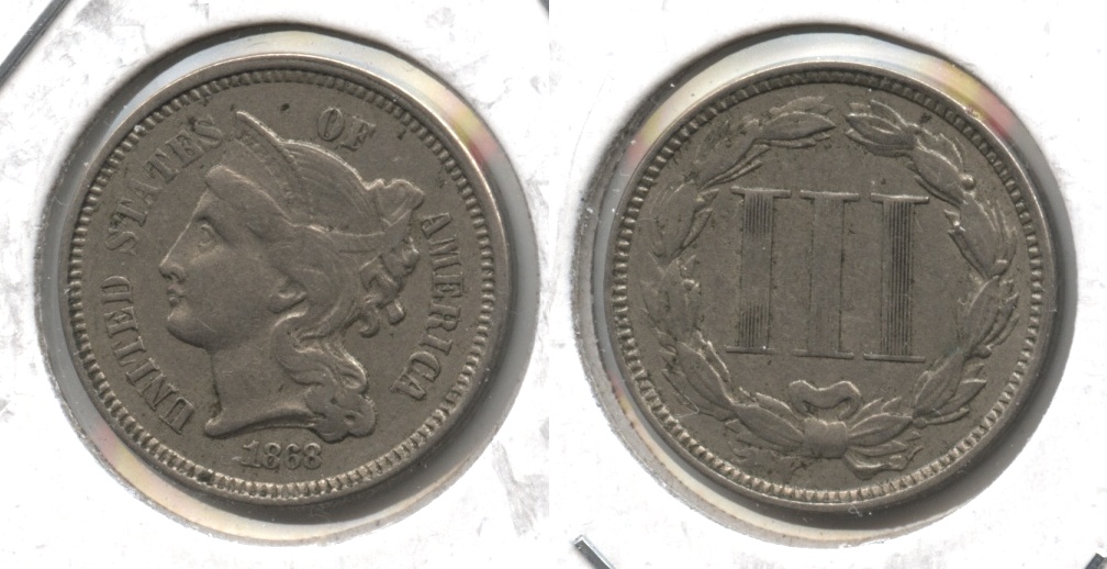1868 Three Cent Nickel EF-40 #a
