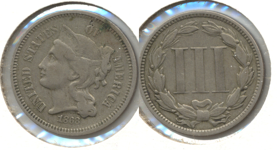 1868 Three Cent Nickel Fine-12