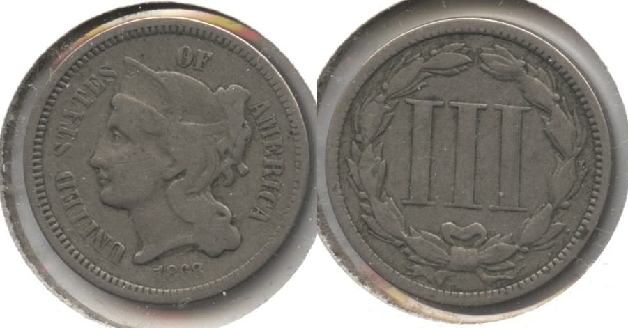 1868 Three Cent Nickel Fine-12 #c
