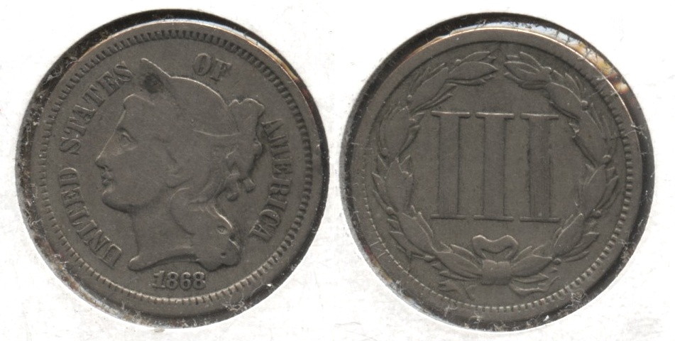 1868 Three Cent Nickel Good-4 #c