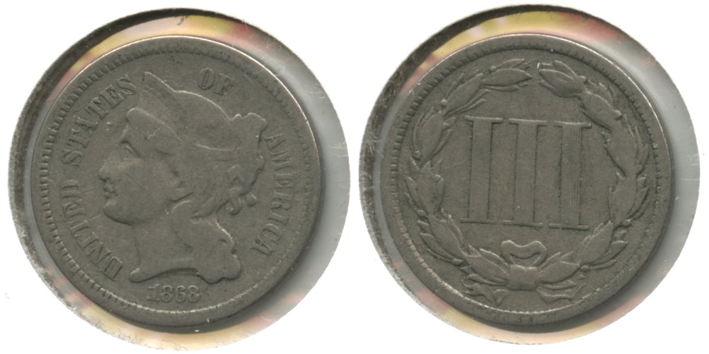 1868 Three Cent Nickel Good-4 #d