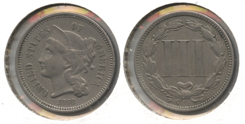 1868 Three Cent Nickel VF-30