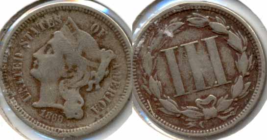 1868 Three Cent Nickel VG-8