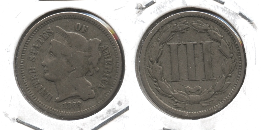 1868 Three Cent Nickel VG-8 #i