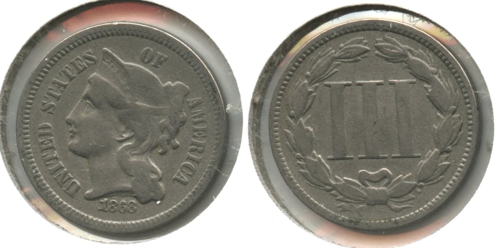 1868 Three Cent Nickel VG-8 #j