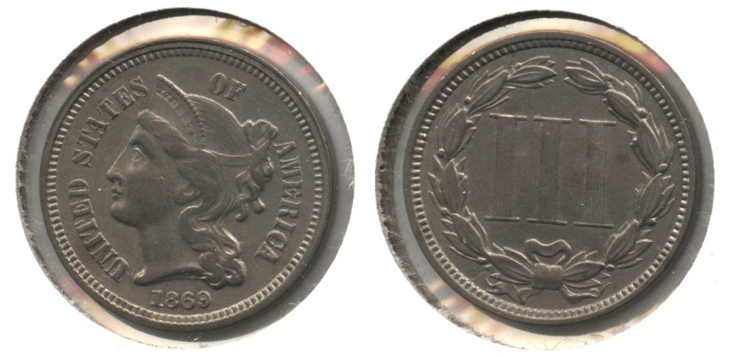1869 Three Cent Nickel EF-45 #a