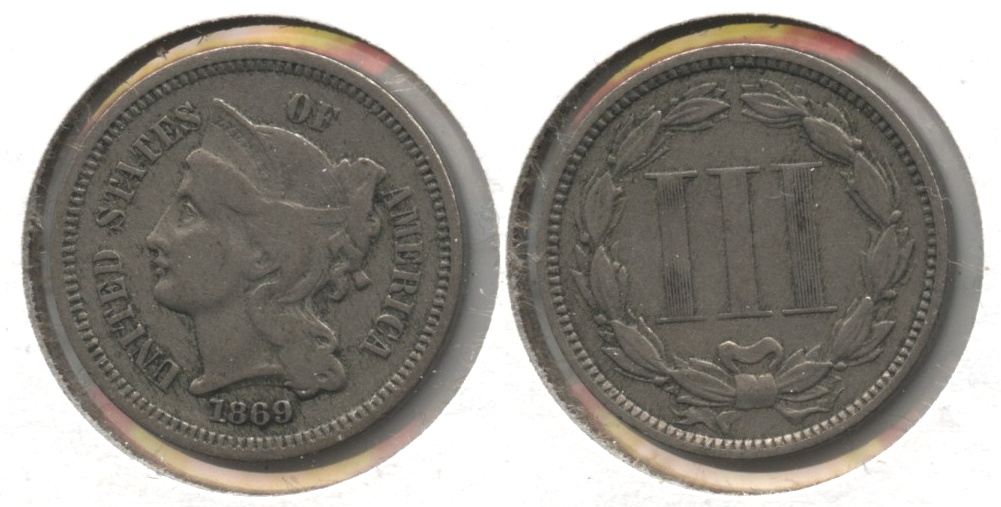 1869 Three Cent Nickel Fine-12 #a