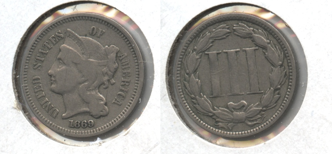 1869 Three Cent Nickel Fine-12 #c