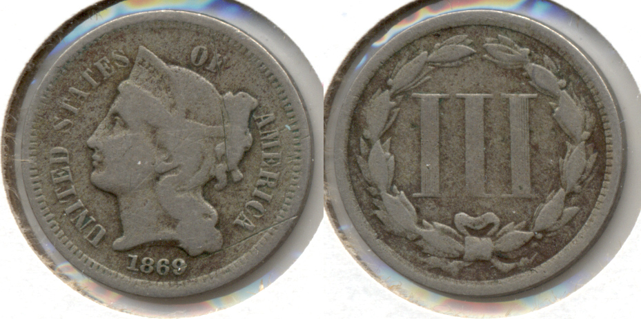 1869 Three Cent Nickel Good-4 b