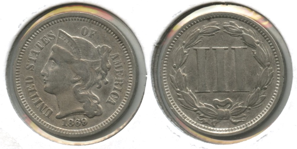 1869 Three Cent Nickel VF-20 #b