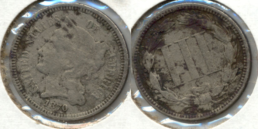 1870 Three Cent Nickel Good-4 Rough