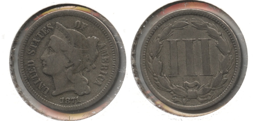 1871 Three Cent Nickel Fine-12