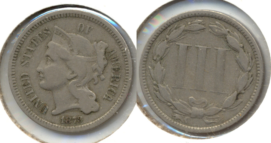 1873 Three Cent Nickel Fine-12 d