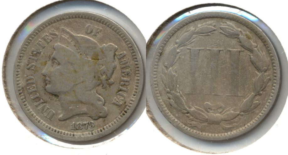 1873 Three Cent Nickel Good-4