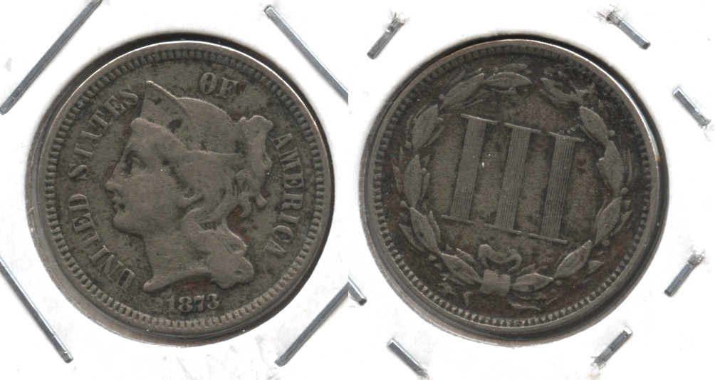 1873 Three Cent Nickel VF-20 #c Bit Dark