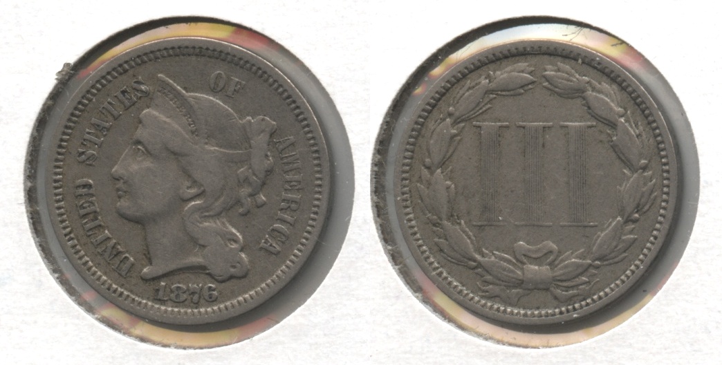 1876 Three Cent Nickel Fine-12 #a