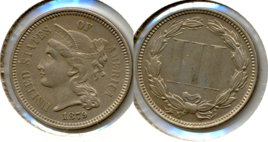 1879 Three Cent Nickel EF-45