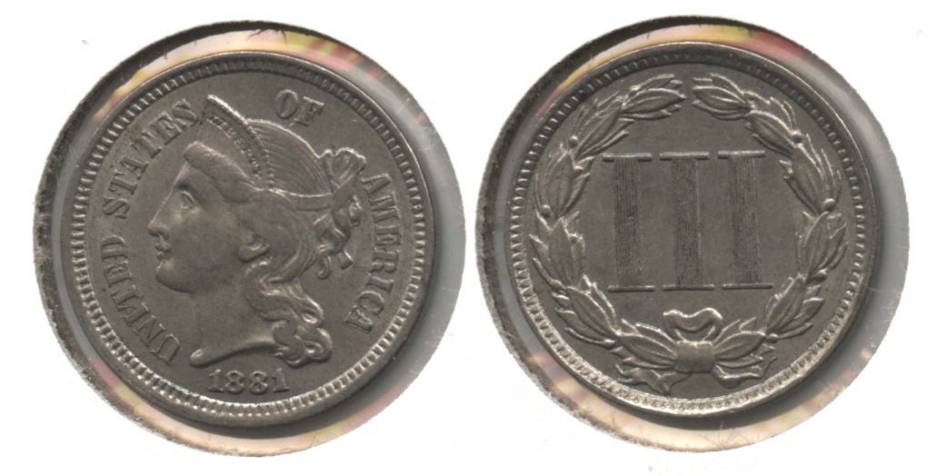1881 Three Cent Nickel EF-40 #a