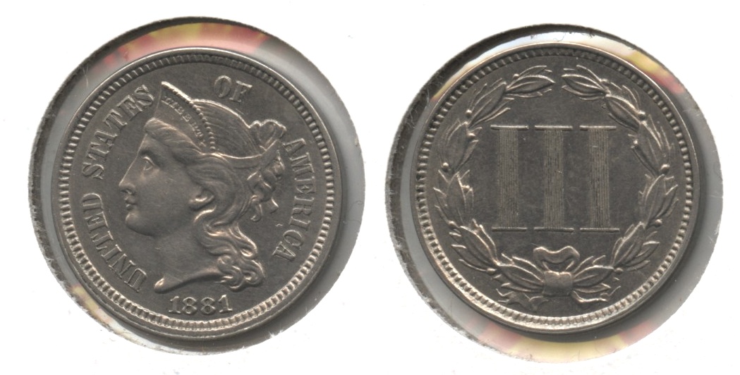 1881 Three Cent Nickel MS-63