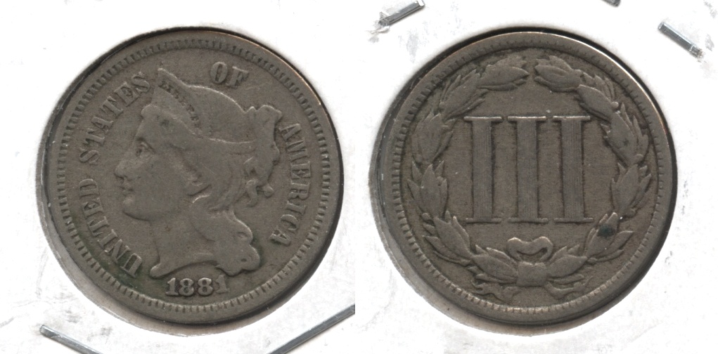 1881 Three Cent Nickel VG-8 #a