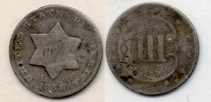 1851 Three Cent Silver AG-3 a