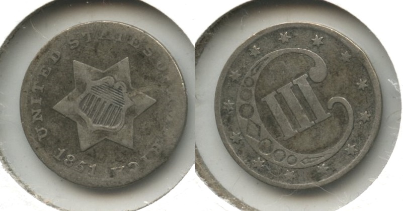 1851 Three Cent Silver AG-3 #b