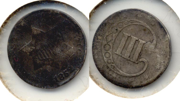 1852 Three Cent Silver AG-3 a Dark Obverse