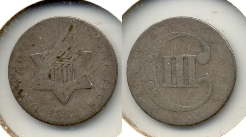 1852 Three Cent Silver AG-3 b