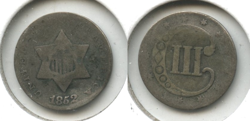 1852 Three Cent Silver AG-3 #i Slight Warp