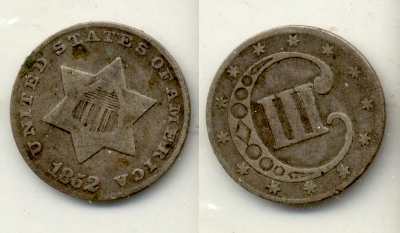 1852 Three Cent Silver F-12 a