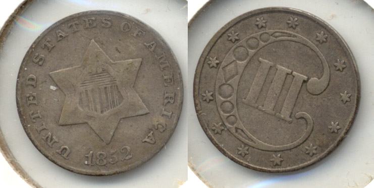 1852 Three Cent Silver F-12 b