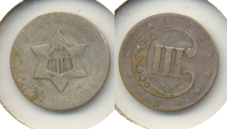 1852 Three Cent Silver Good-4 f