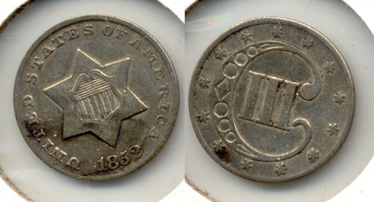 1852 Three Cent Silver VF-20