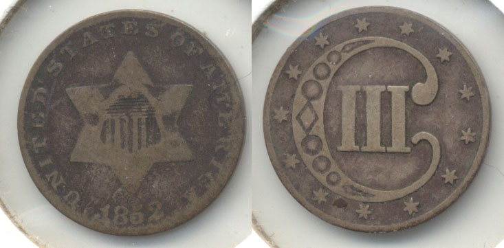 1852 Three Cent Silver VG-8