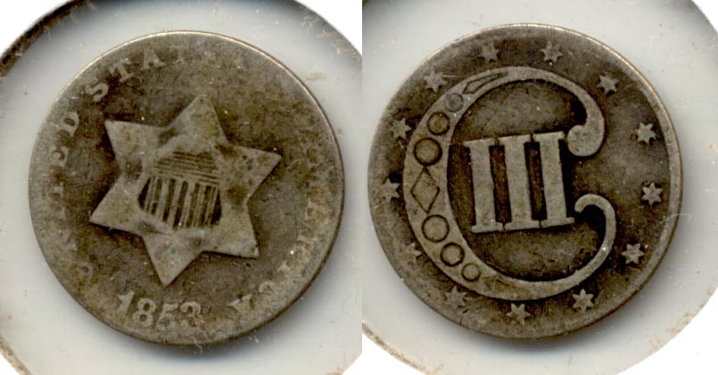 1853 Three Cent Silver AG-3 b