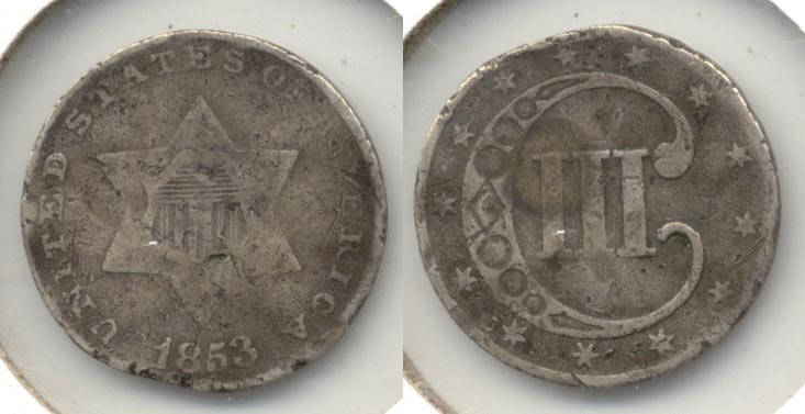 1853 Three Cent Silver Good-4