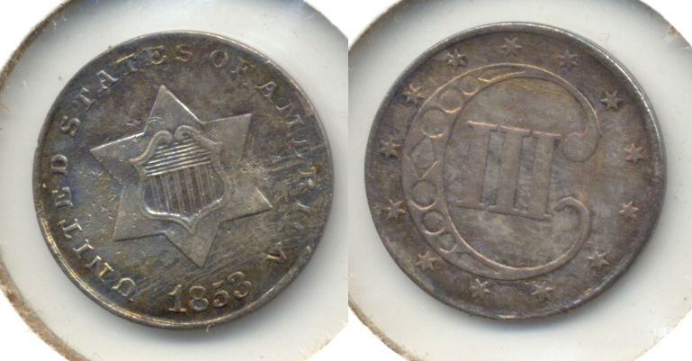 1853 Three Cent Silver MS-60